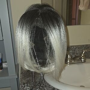 Silver Grey Blunt Cut Bob Wig with Sleek Finish